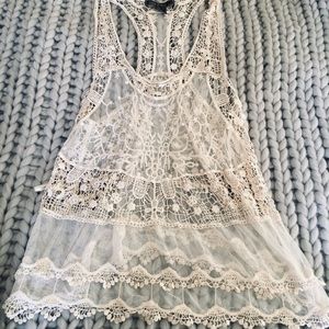 Sheer Knit Lace Tank or Swim Cover